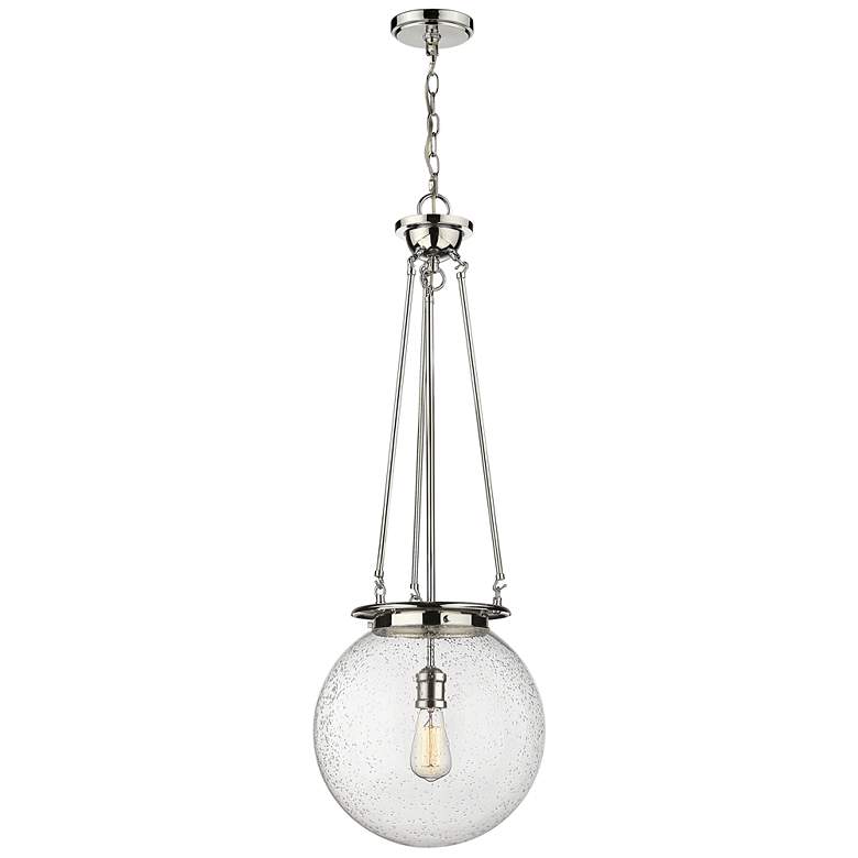 Image 1 Beacon 14" Wide Polished Nickel Pendant With Seedy Glass Shade