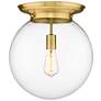 Beacon 14" Wide Satin Gold Flush Mount With Clear Glass Shade