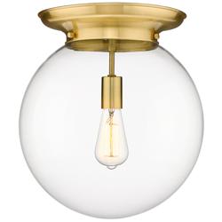 Beacon 14&quot; Wide Satin Gold Flush Mount With Clear Glass Shade