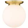 Beacon 14" Wide Satin Gold Flush Mount With Matte White Glass Shade