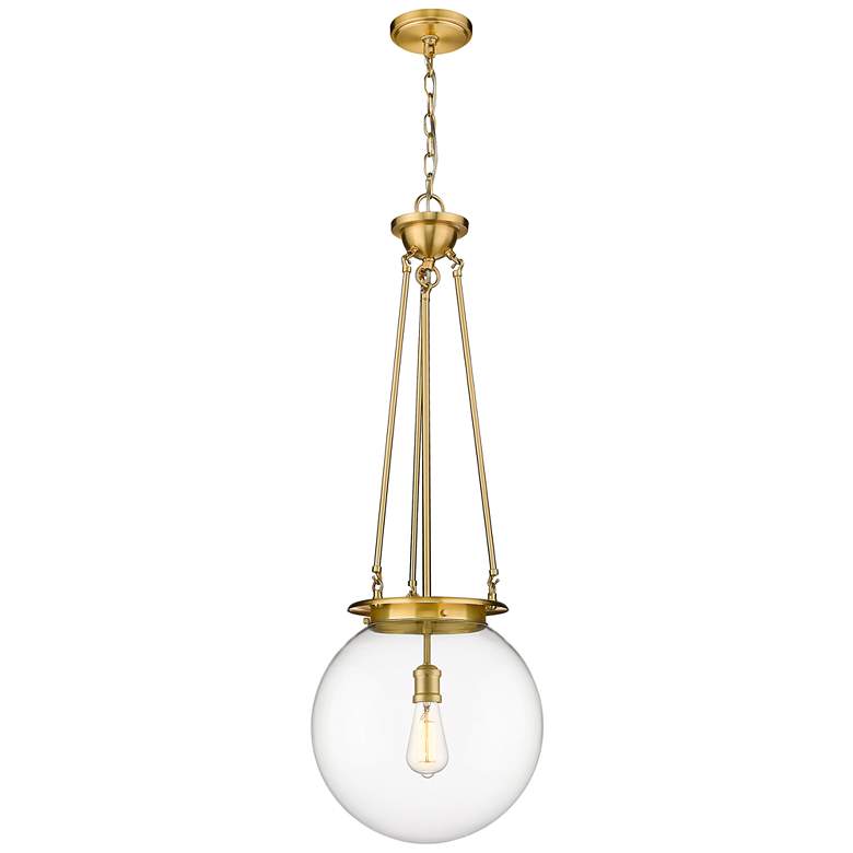 Image 1 Beacon 14 inch Wide Satin Gold Pendant With Clear Glass Shade