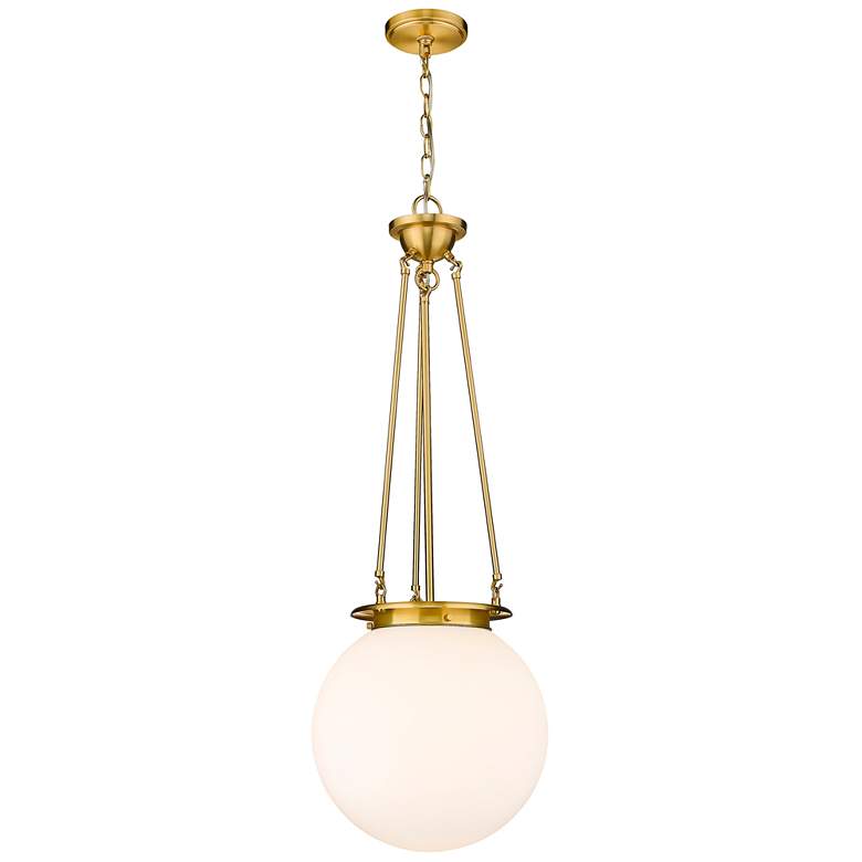 Image 1 Beacon 14 inch Wide Satin Gold Pendant With Matte White Glass Shade