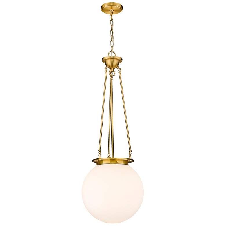 Image 1 Beacon 14" Wide Satin Gold Pendant With Matte White Glass Shade
