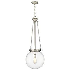 Image1 of Beacon 14" Wide Satin Nickel Pendant With Clear Glass Shade