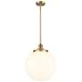 1_Beacon 14"W Brushed Brass LED Pendant Light w/ White Shade