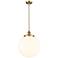 Beacon 14"W Brushed Brass LED Pendant Light w/ White Shade