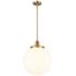 Beacon 14"W Brushed Brass LED Pendant Light w/ White Shade