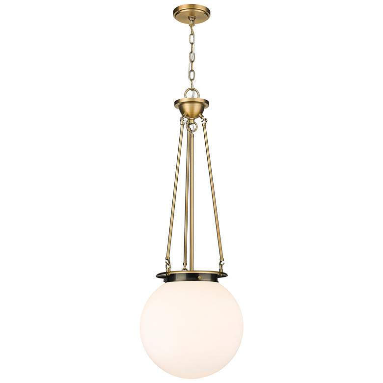 Image 1 Beacon 14"W Brushed Brass Pendant Light w/ Matte White Glass