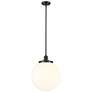 Beacon 14"W Oil-Rubbed Bronze Pendant Light w/ White Glass