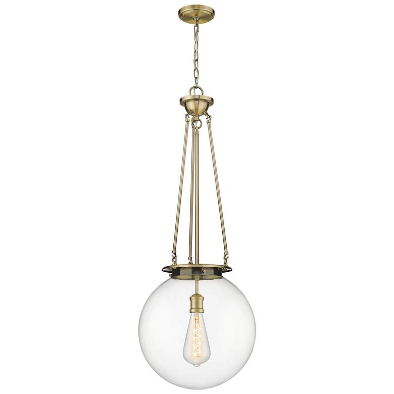 Image 1 Beacon 15.75 inch Wide Antique Brass Pendant With Clear Glass Shade