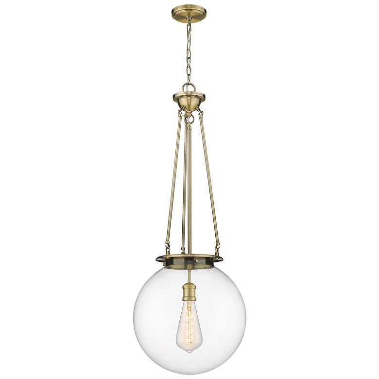 Image 1 Beacon 15.75" Wide Antique Brass Pendant With Clear Glass Shade