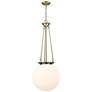 Beacon 15.75" Wide Antique Brass Pendant With Matte White Glass Shade