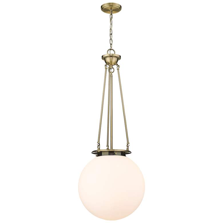 Image 1 Beacon 15.75" Wide Antique Brass Pendant With Matte White Glass Shade