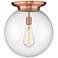 Beacon 15.75" Wide Antique Copper Flush Mount With Seedy Glass Shade