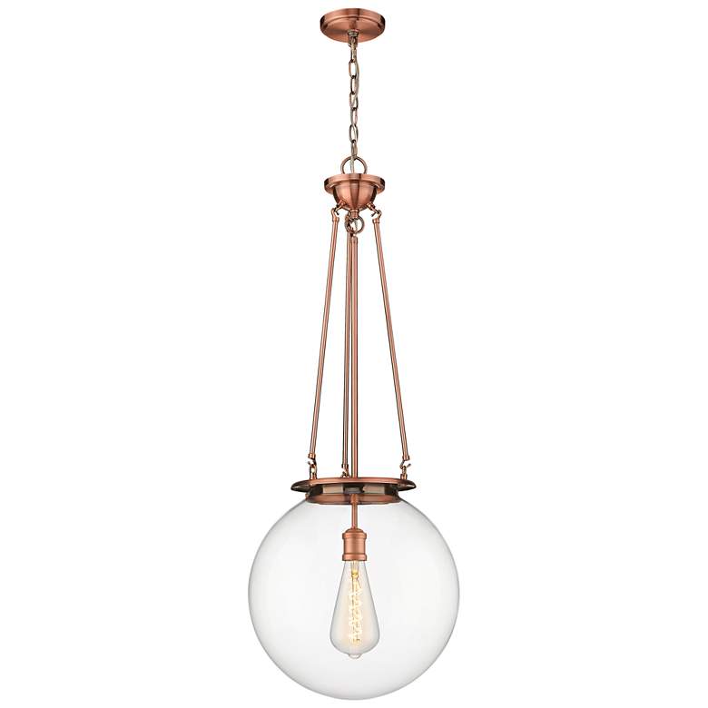 Image 1 Beacon 15.75 inch Wide Antique Copper Pendant With Clear Glass Shade