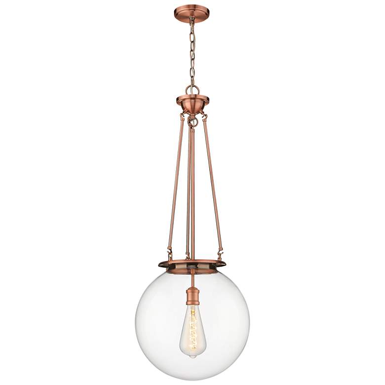 Image 1 Beacon 15.75" Wide Antique Copper Pendant With Clear Glass Shade