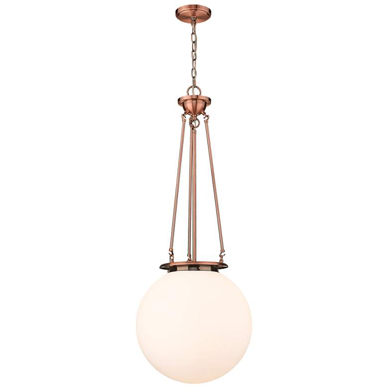 Image 1 Beacon 15.75 inch Wide Antique Copper Pendant With Matte White Glass Shade