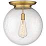 Beacon 15.75" Wide Brushed Brass Flush Mount With Seedy Glass Shade
