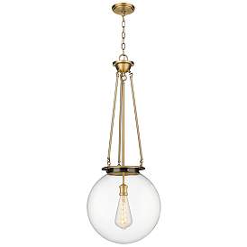 Image1 of Beacon 15.75" Wide Brushed Brass Pendant With Clear Glass Shade