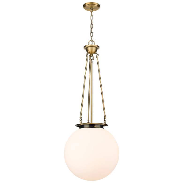 Image 1 Beacon 15.75" Wide Brushed Brass Pendant With Matte White Glass Shade