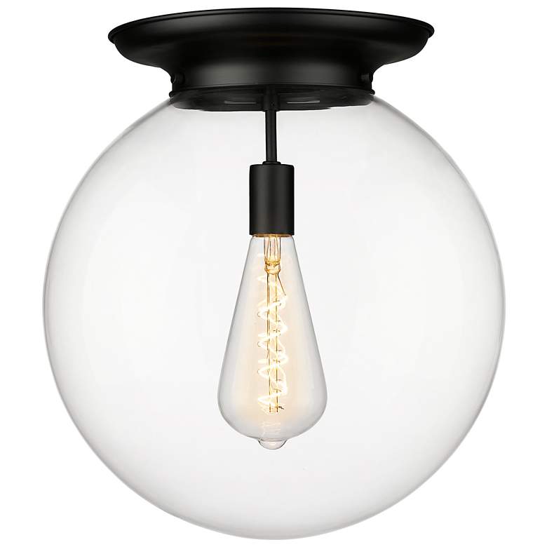 Image 1 Beacon 15.75" Wide Matte Black Flush Mount With Clear Glass Shade