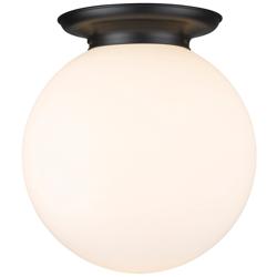 Beacon 15.75&quot; Wide Matte Black Flush Mount With Matte White Glass Shad