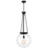 Beacon 15.75" Wide Matte Black Pendant With Clear Glass Shade