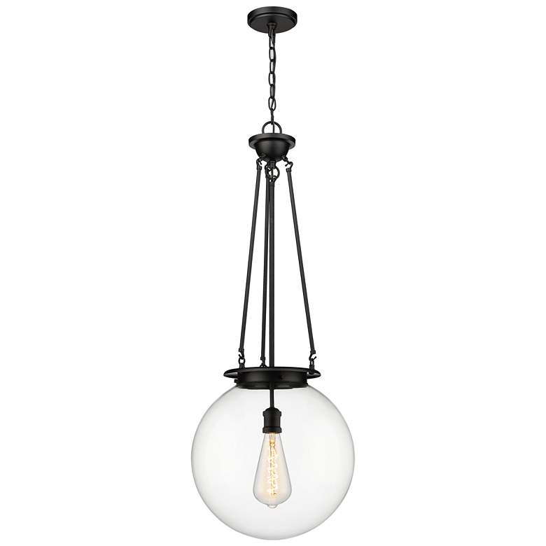 Image 1 Beacon 15.75" Wide Matte Black Pendant With Clear Glass Shade