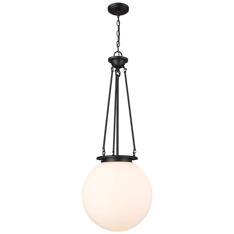 Image 1 Beacon 15.75" Wide Matte Black Pendant With Matte White Glass Shade