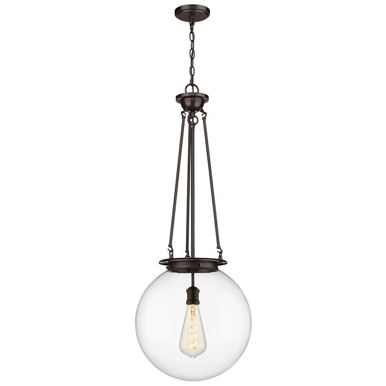 Image 1 Beacon 15.75" Wide Oiled Brass Pendant With Clear Glass Shade