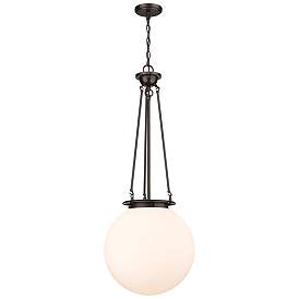 Image1 of Beacon 15.75" Wide Oiled Brass Pendant With Matte White Glass Shade