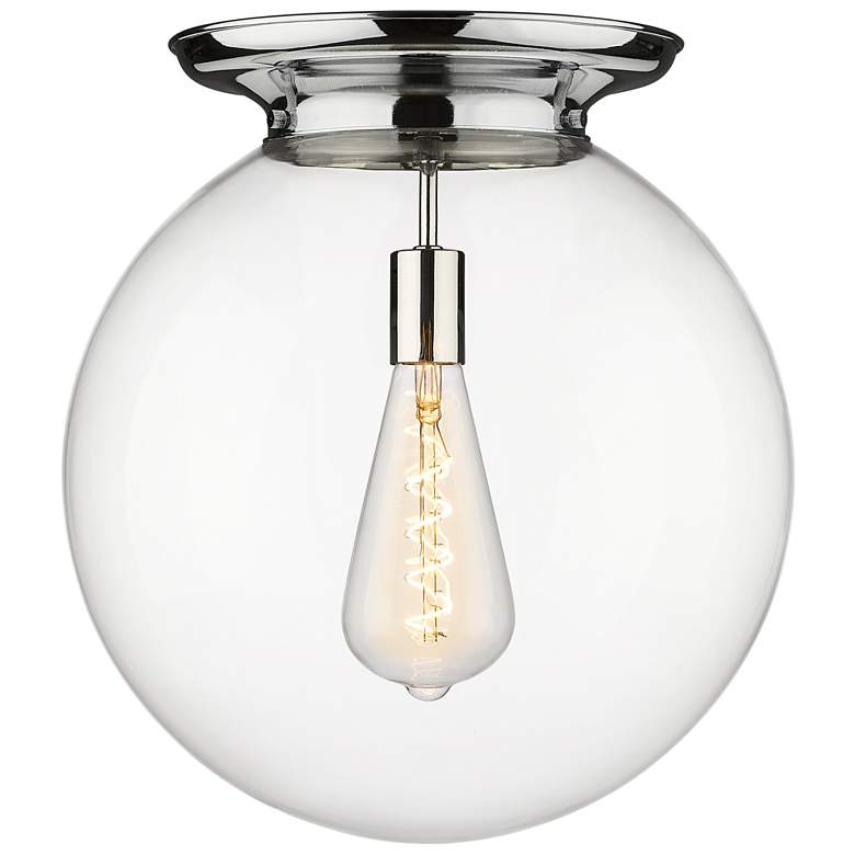 Image 1 Beacon 15.75" Wide Polished Chrome Flush Mount With Clear Glass Shade