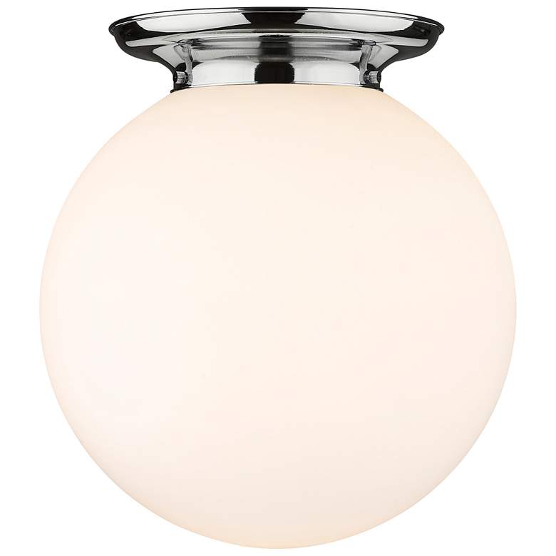 Image 1 Beacon 15.75" Wide Polished Chrome Flush Mount With Matte White Glass