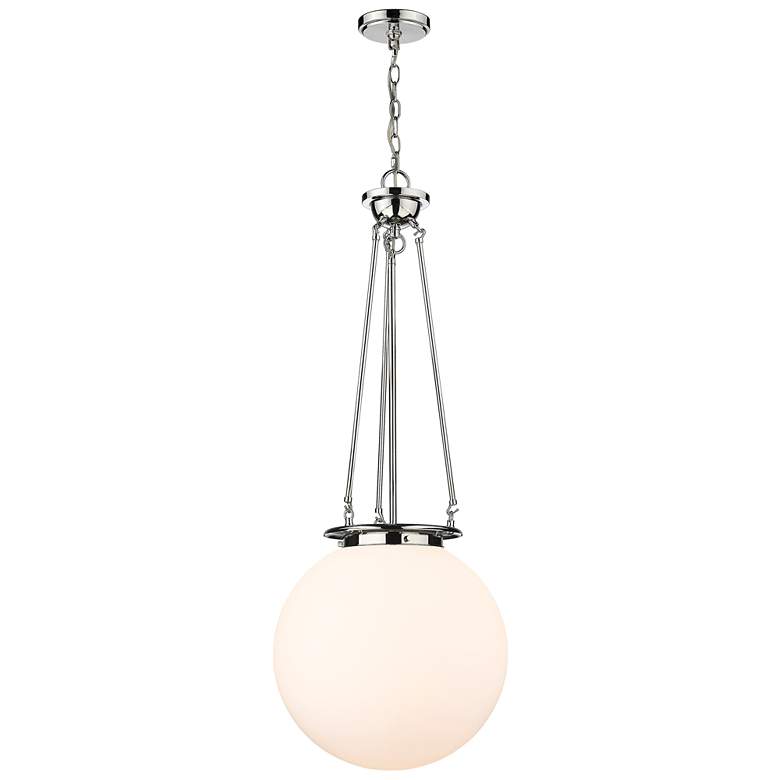 Image 1 Beacon 15.75" Wide Polished Chrome Pendant With Matte White Glass Shad
