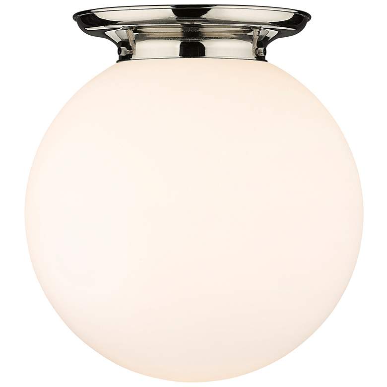Image 1 Beacon 15.75" Wide Polished Nickel Flush Mount With Matte White Glass