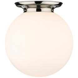 Beacon 15.75&quot; Wide Polished Nickel Flush Mount With Matte White Glass