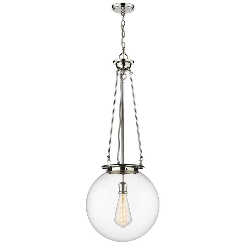 Image 1 Beacon 15.75 inch Wide Polished Nickel Pendant With Clear Glass Shade