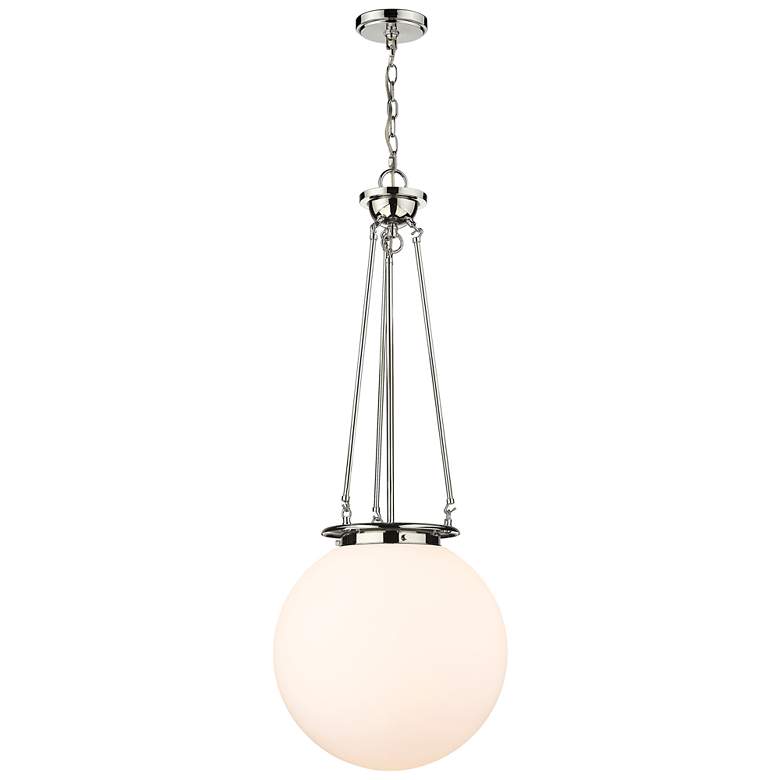 Image 1 Beacon 15.75" Wide Polished Nickel Pendant With Matte White Glass Shad