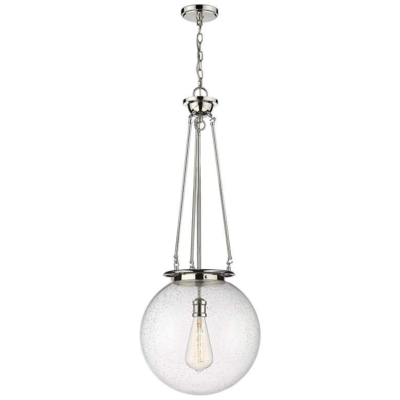 Image 1 Beacon 15.75" Wide Polished Nickel Pendant With Seedy Glass Shade