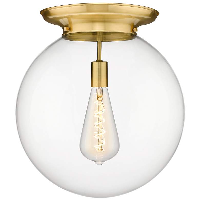 Image 1 Beacon 15.75 inch Wide Satin Gold Flush Mount With Clear Glass Shade