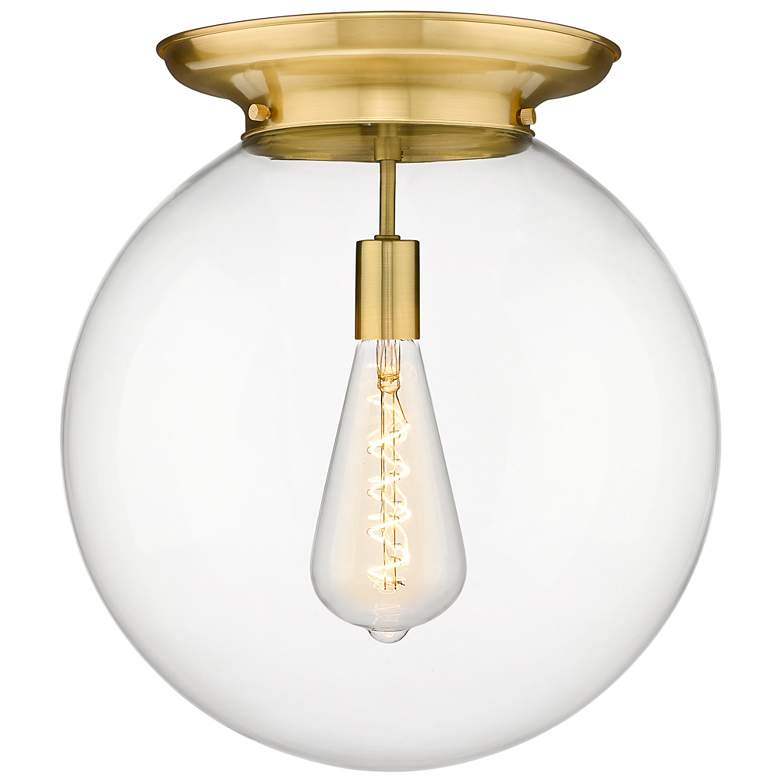 Image 1 Beacon 15.75" Wide Satin Gold Flush Mount With Clear Glass Shade