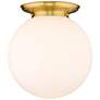 Beacon 15.75" Wide Satin Gold Flush Mount With Matte White Glass Shade