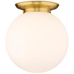 Beacon 15.75&quot; Wide Satin Gold Flush Mount With Matte White Glass Shade
