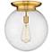 Beacon 15.75" Wide Satin Gold Flush Mount With Seedy Glass Shade