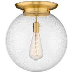 Beacon 15.75&quot; Wide Satin Gold Flush Mount With Seedy Glass Shade