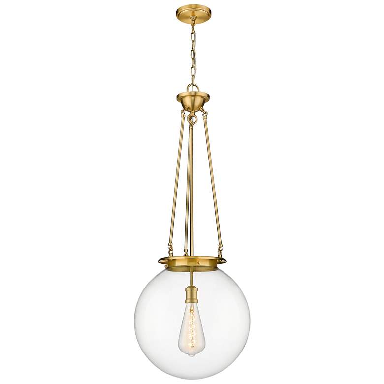 Image 1 Beacon 15.75 inch Wide Satin Gold Pendant With Clear Glass Shade