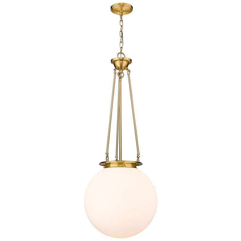 Image 1 Beacon 15.75 inch Wide Satin Gold Pendant With Matte White Glass Shade
