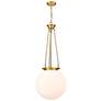 Beacon 15.75" Wide Satin Gold Pendant With Matte White Glass Shade