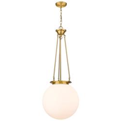 Beacon 15.75&quot; Wide Satin Gold Pendant With Matte White Glass Shade