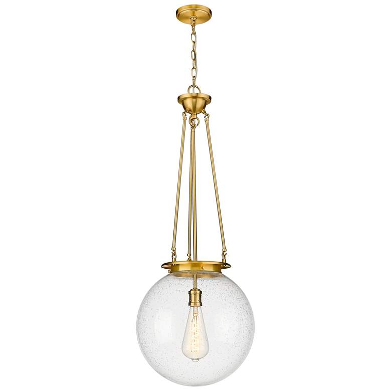 Image 1 Beacon 15.75 inch Wide Satin Gold Pendant With Seedy Glass Shade